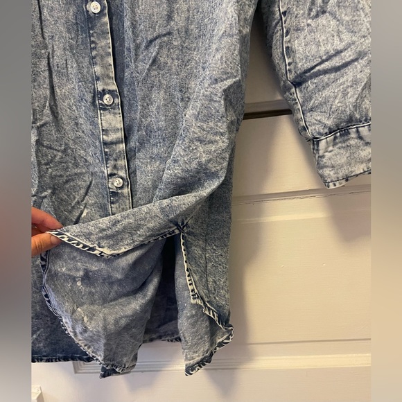 Acid Wash Chambray Shirt Dress - Picture 3 of 10